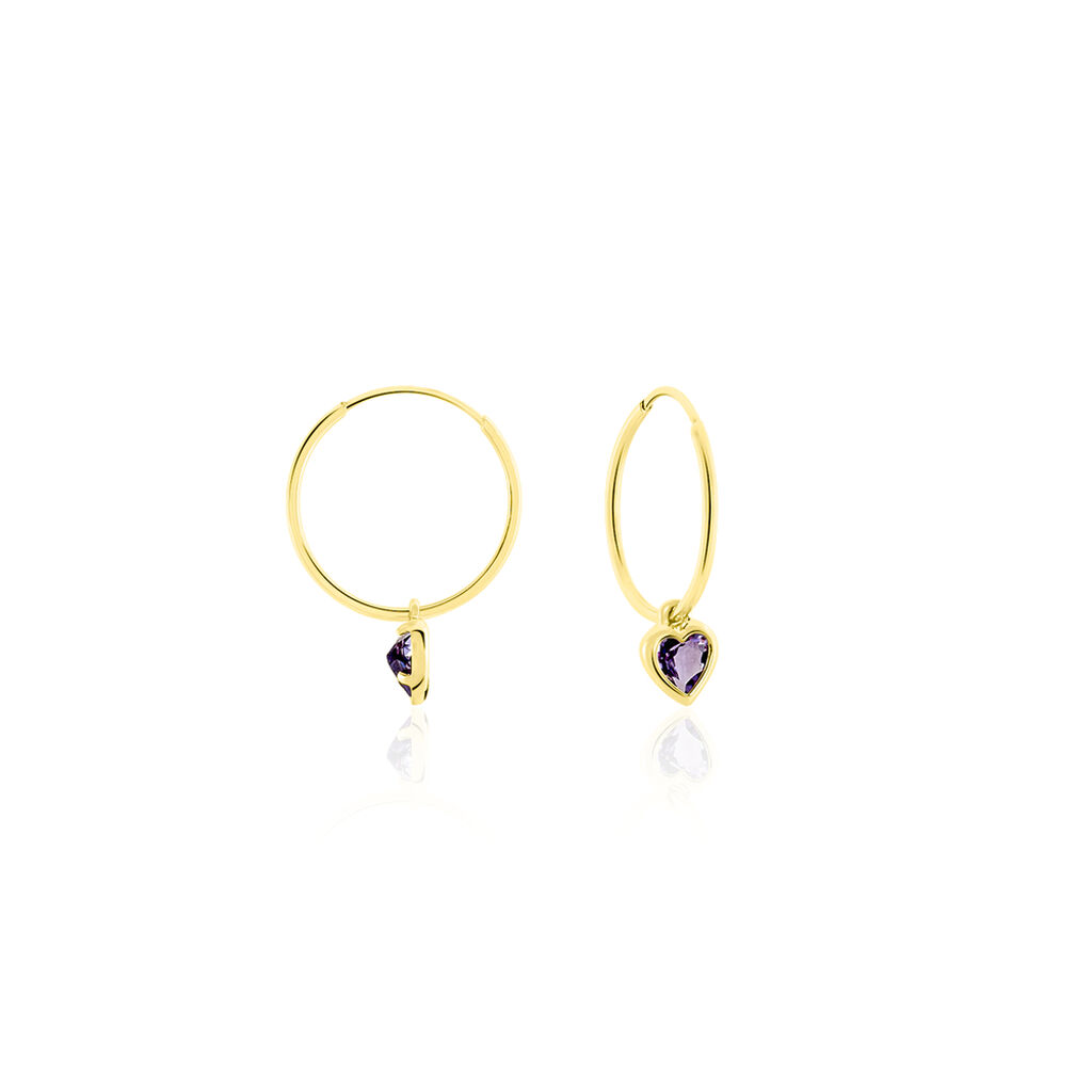 Créoles Marsie Coeur Or Jaune Amethyste - Créoles Femme | Marc Orian
