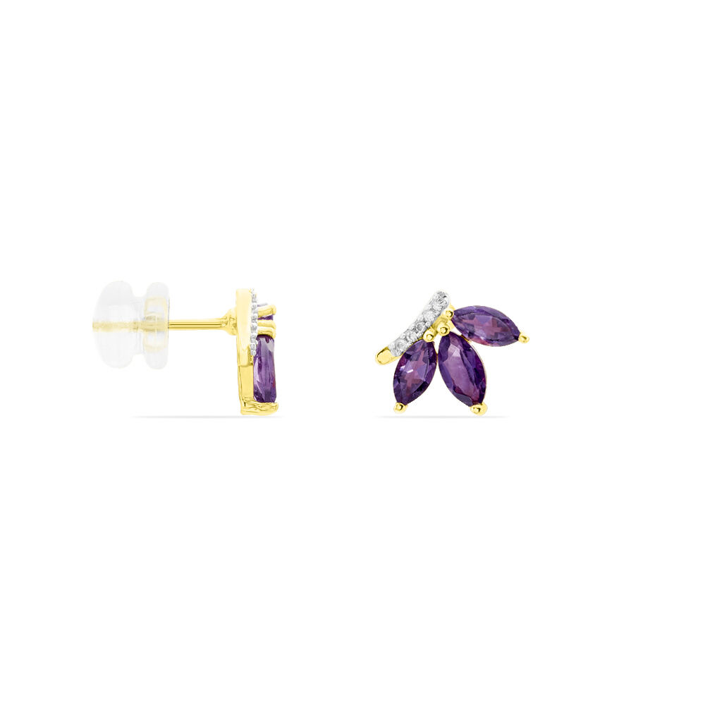 Boucles D'oreilles Puces Augustina Or Jaune Amethyste Oxyde - Puces Femme | Marc Orian