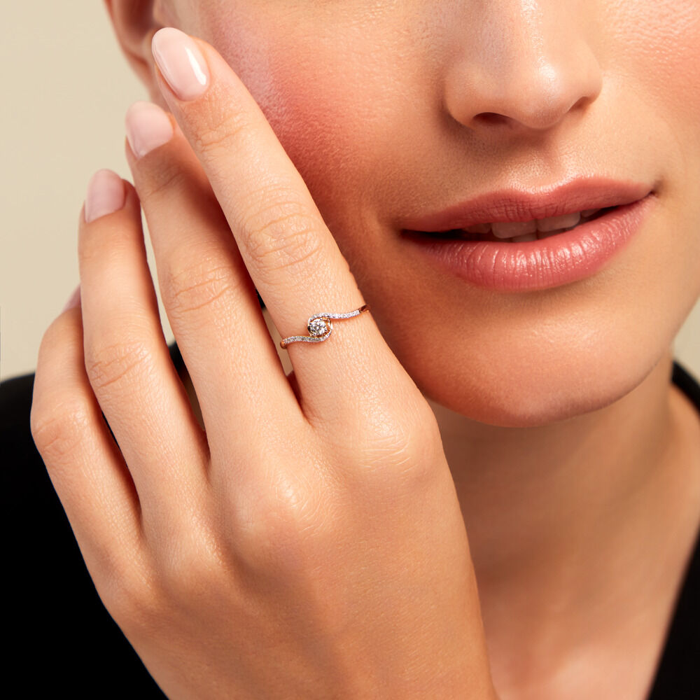 Bague Vrille Accompagnee Or Jaune Diamant - Solitaires Femme | Marc Orian
