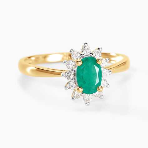 Bague Or Jaune Emeraude Diamants - Bagues vintage Femme | Marc Orian
