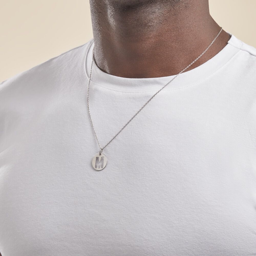 Pendentif Elio M Argent Blanc - Pendentifs Famille | Marc Orian