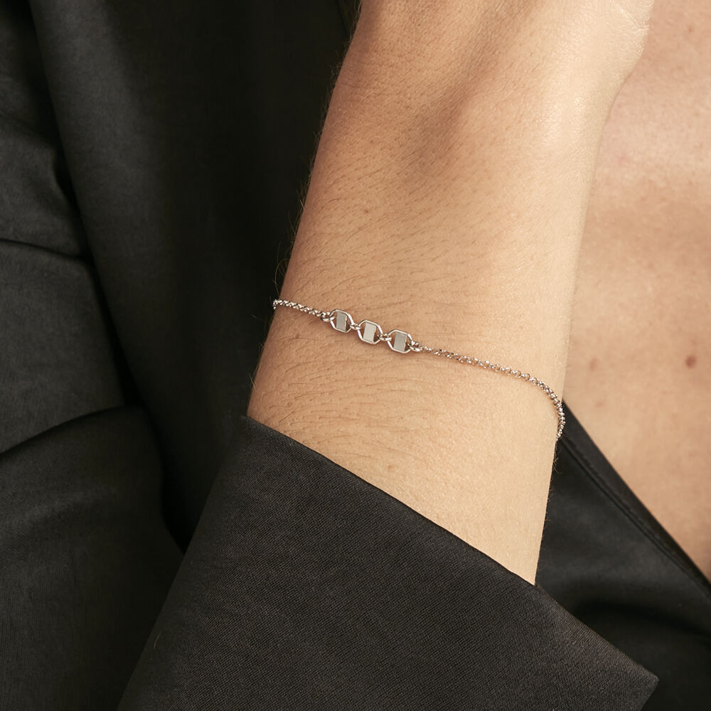 Bracelet Nissa Argent Blanc - Bracelets chaînes Femme | Marc Orian
