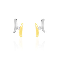 Boucles D'oreilles Pendantes Ascagne Or Bicolore Oxyde De Zirconium - Boucles d'oreilles Pendantes Femme | Marc Orian