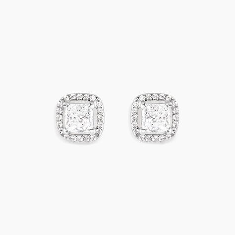 Boucles D'oreilles Puces Adrienne Or Blanc Oxyde De Zirconium - Puces Femme | Marc Orian
