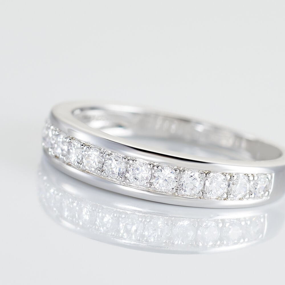 Demi Alliance Heket Argent Blanc Oxyde De Zirconium - Bagues avec pierre Femme | Marc Orian