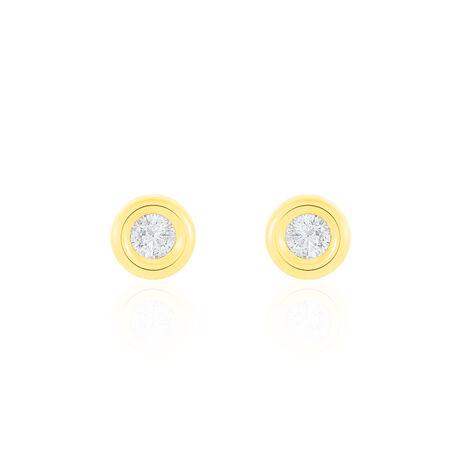 Boucles D'oreilles Puces Eden Serti Pneu Or Jaune Oxyde De Zirconium - Puces Femme | Marc Orian