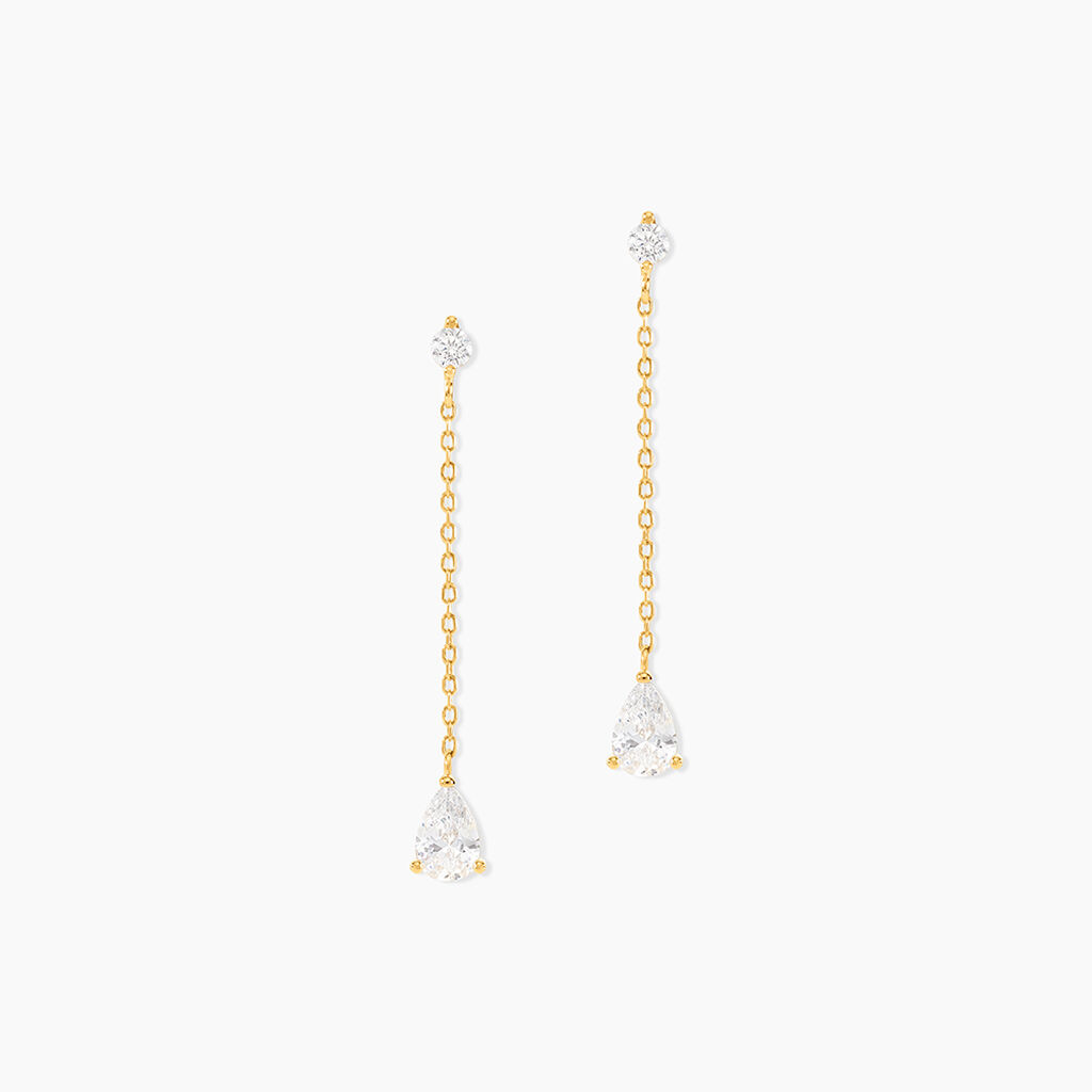 Boucles D'oreilles Pendantes Regane Or Jaune Oxyde De Zirconium - Pendantes Femme | Marc Orian