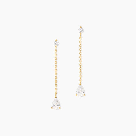 Boucles D'oreilles Pendantes Regane Or Jaune Oxyde De Zirconium - Pendantes Femme | Marc Orian