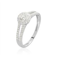 Bague Solitaire Accompagné Sosanna Or Blanc Diamant Synthétique