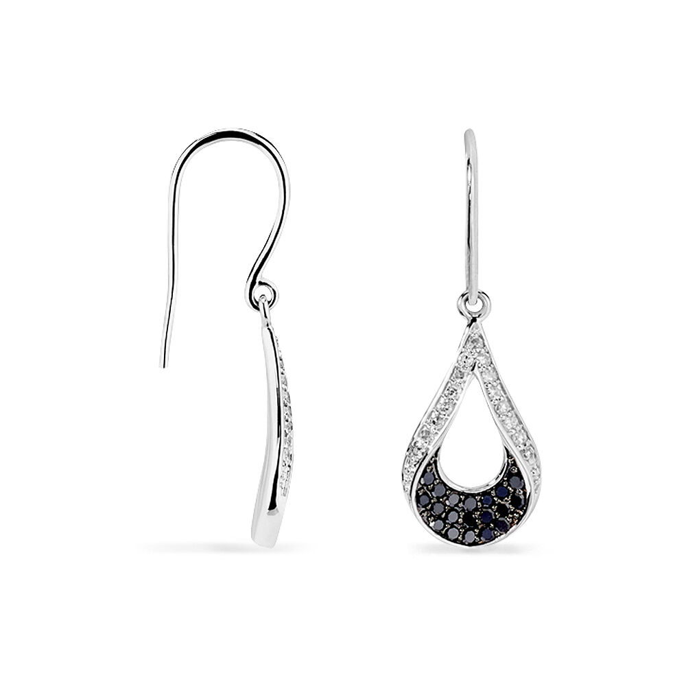 Boucles D'oreilles Pendantes Romanne Or Blanc Diamant - Pendantes Femme | Marc Orian