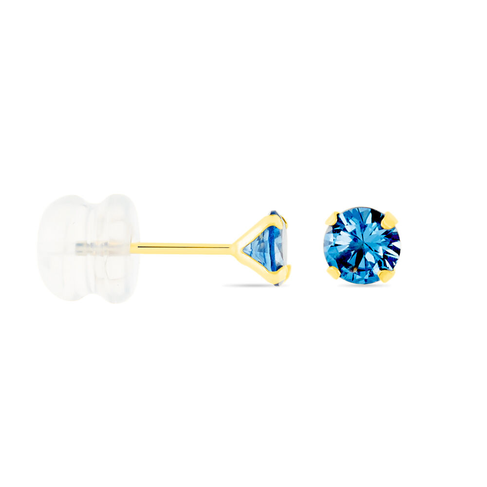Boucles D'oreilles Puces Carin Serti Griffe 3 Or Jaune Oxyde - Puces Femme | Marc Orian
