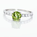 Bague Or Blanc Monroe P&eacute;ridot Oxydes De Zirconium - Bagues avec pierre Femme | Marc Orian