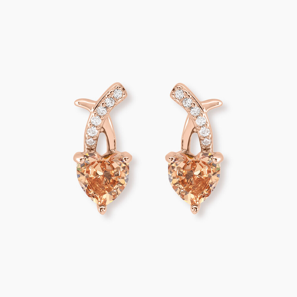 Boucles D'oreilles Puces Avalon Argent Rose Oxyde De Zirconium - Puces Femme | Marc Orian