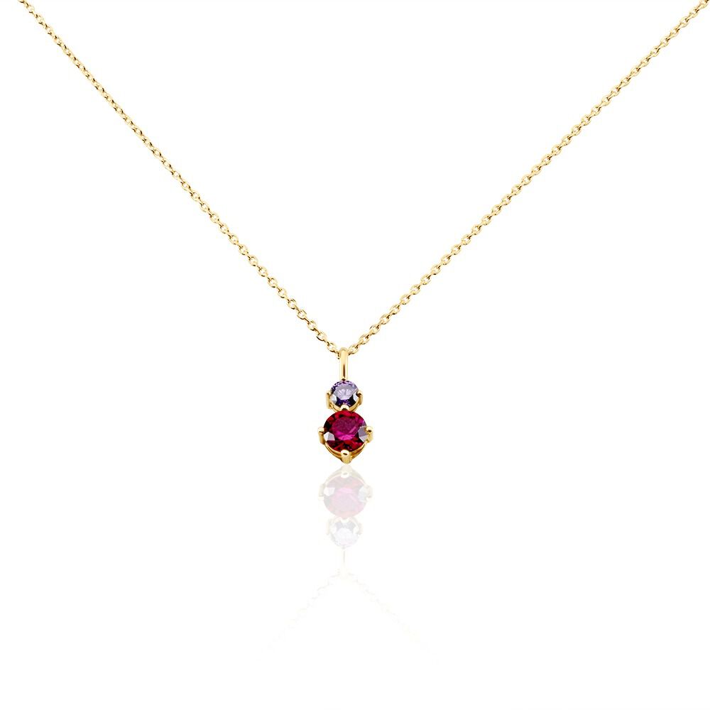 Collier Plaqué Or Jaune Janviere Pierres Artificielles Rose/violette - Colliers avec pierres Femme | Marc Orian