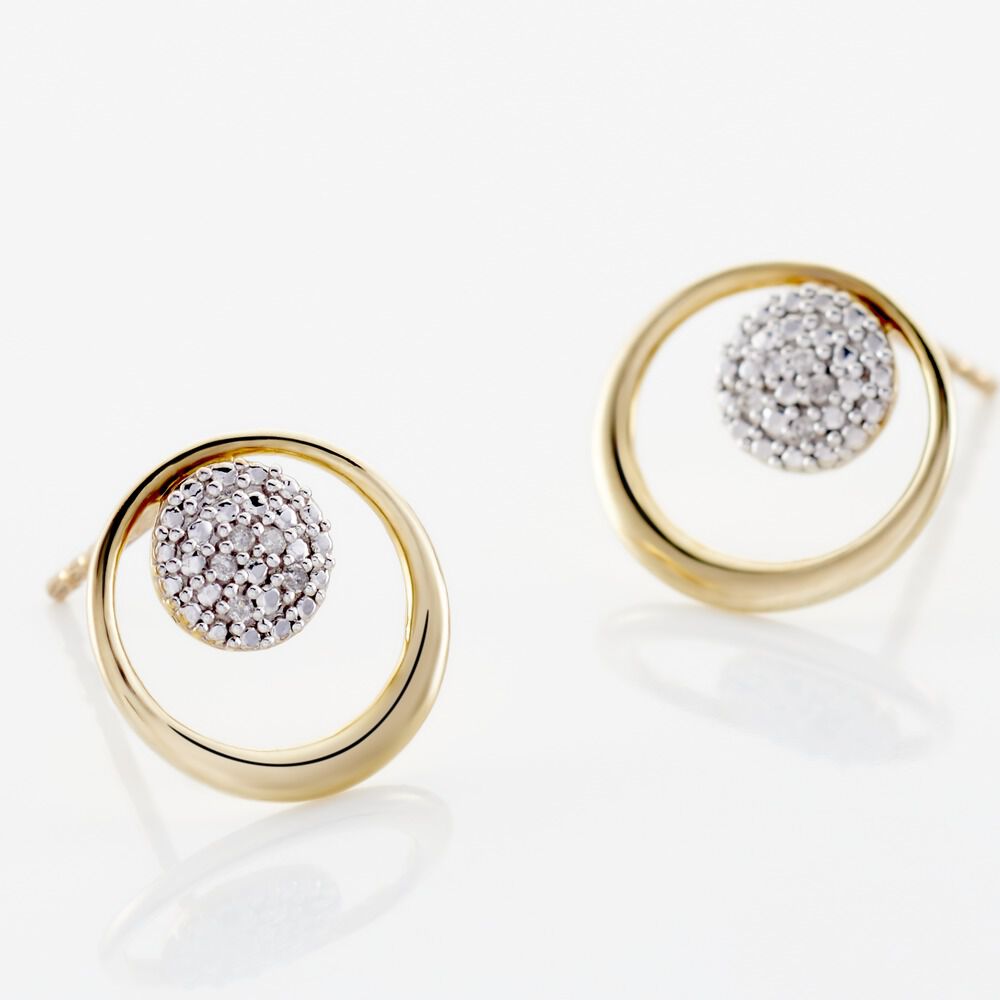 Boucles D'oreilles Puces Or Jaune Laberiane Diamants - Puces Femme | Marc Orian