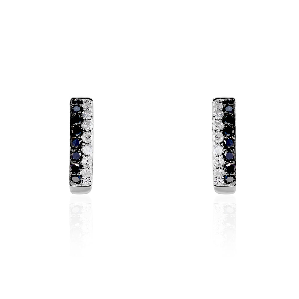 Boucles D'oreilles Puces Demi Lune Or Blanc Diamant - Puces Femme | Marc Orian