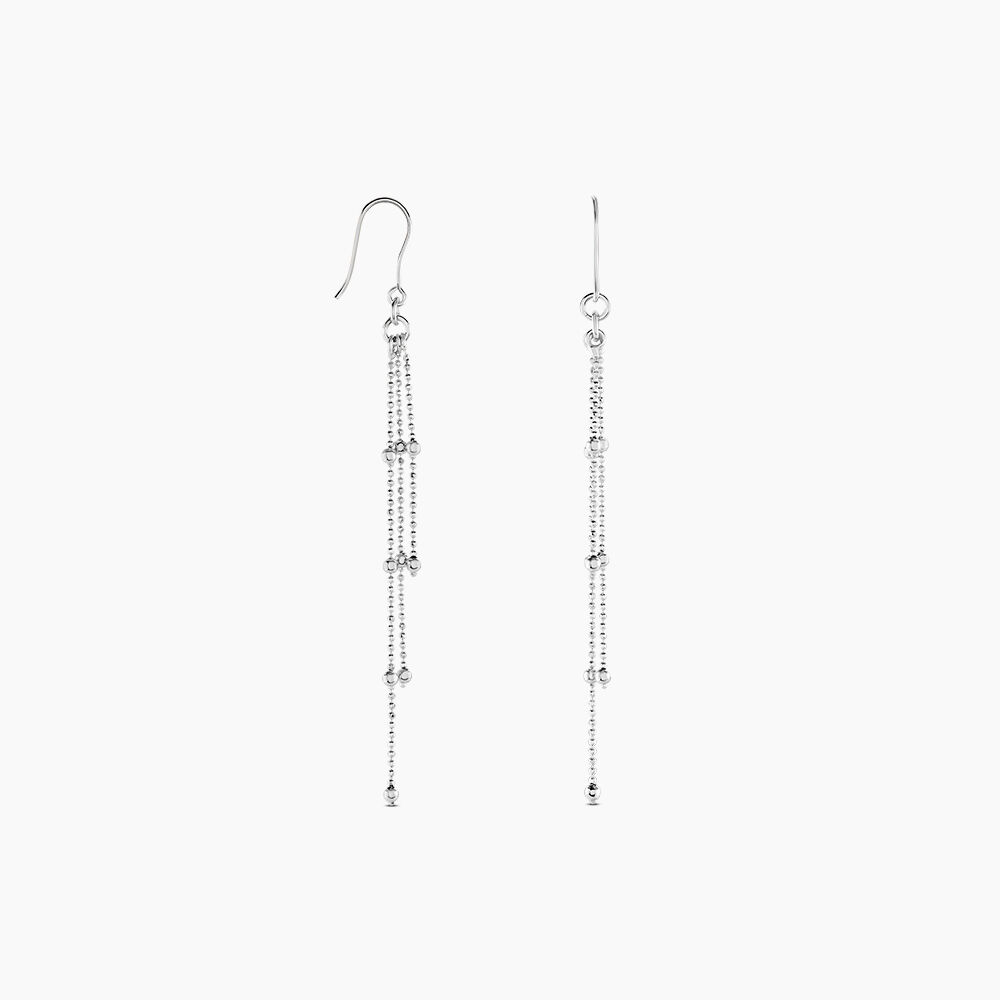 Boucles D'oreilles Pendantes La&iuml;a Argent Blanc - Piercings d'oreilles Femme | Marc Orian