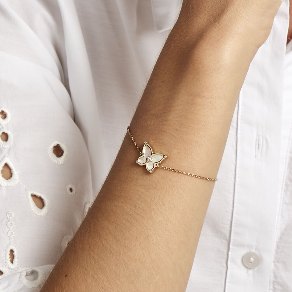 Bracelet Areli Plaque Or Doré Nacre Oxyde De Zirconium - Bracelets chaînes Femme | Marc Orian