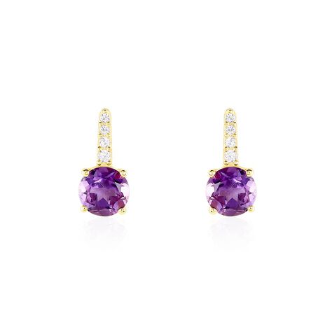 Bijoux D'oreilles Monroe Or Jaune Améthyste Oxyde De Zirconium - Puces Femme | Marc Orian