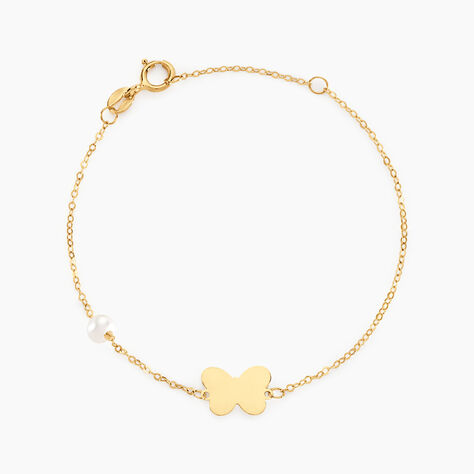 Bracelet Aurida Papillon Or Jaune Perle De Culture - Bracelets chaînes Enfant | Marc Orian