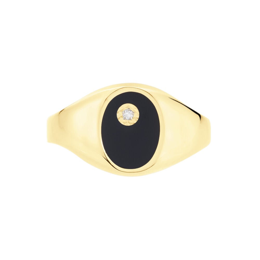 Chevalière Giles Or Jaune Onyx Diamant - Chevalières Homme | Marc Orian