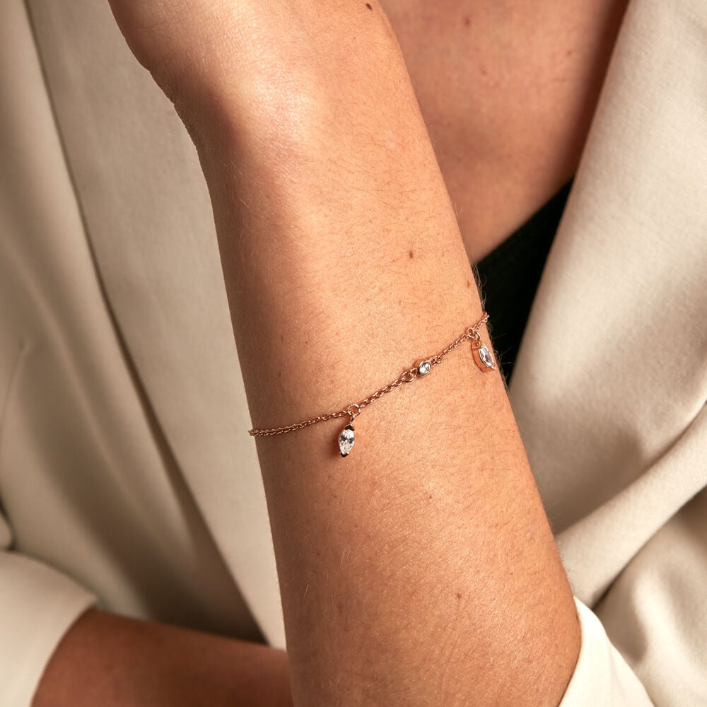 Bracelet Kenta Argent Rose Oxyde De Zirconium - Bracelets chaînes Femme | Marc Orian