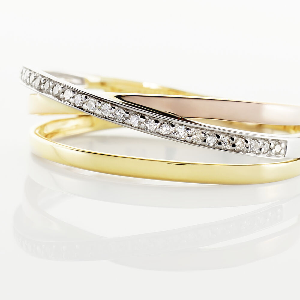 Bague Layan Or Tricolore Diamant - Bagues pierres pr&eacute;cieuses Femme | Marc Orian