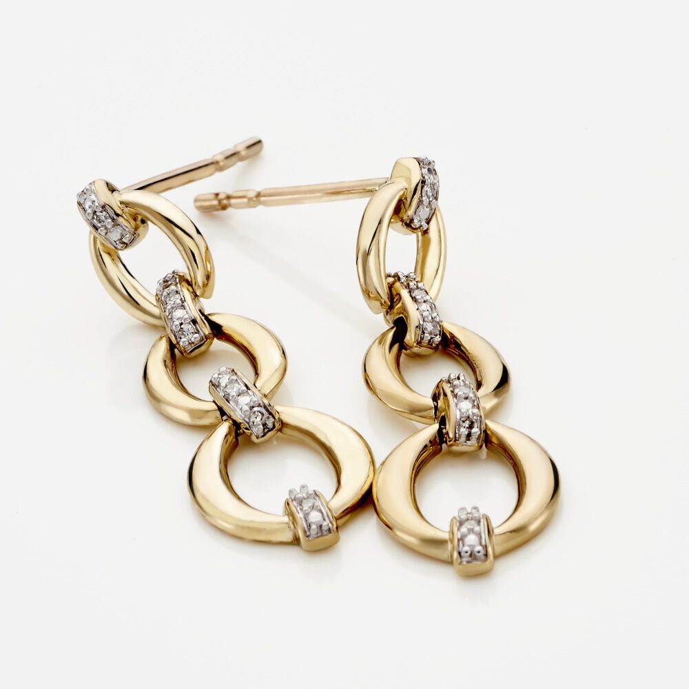 Boucles D'oreilles Pendantes Abban Or Jaune Diamant -  Femme | Marc Orian