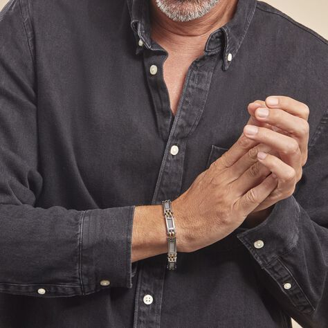 Bracelet Jourdan Zephir Acier Bicolore Dore / Blanc - Bracelets Homme | Marc Orian