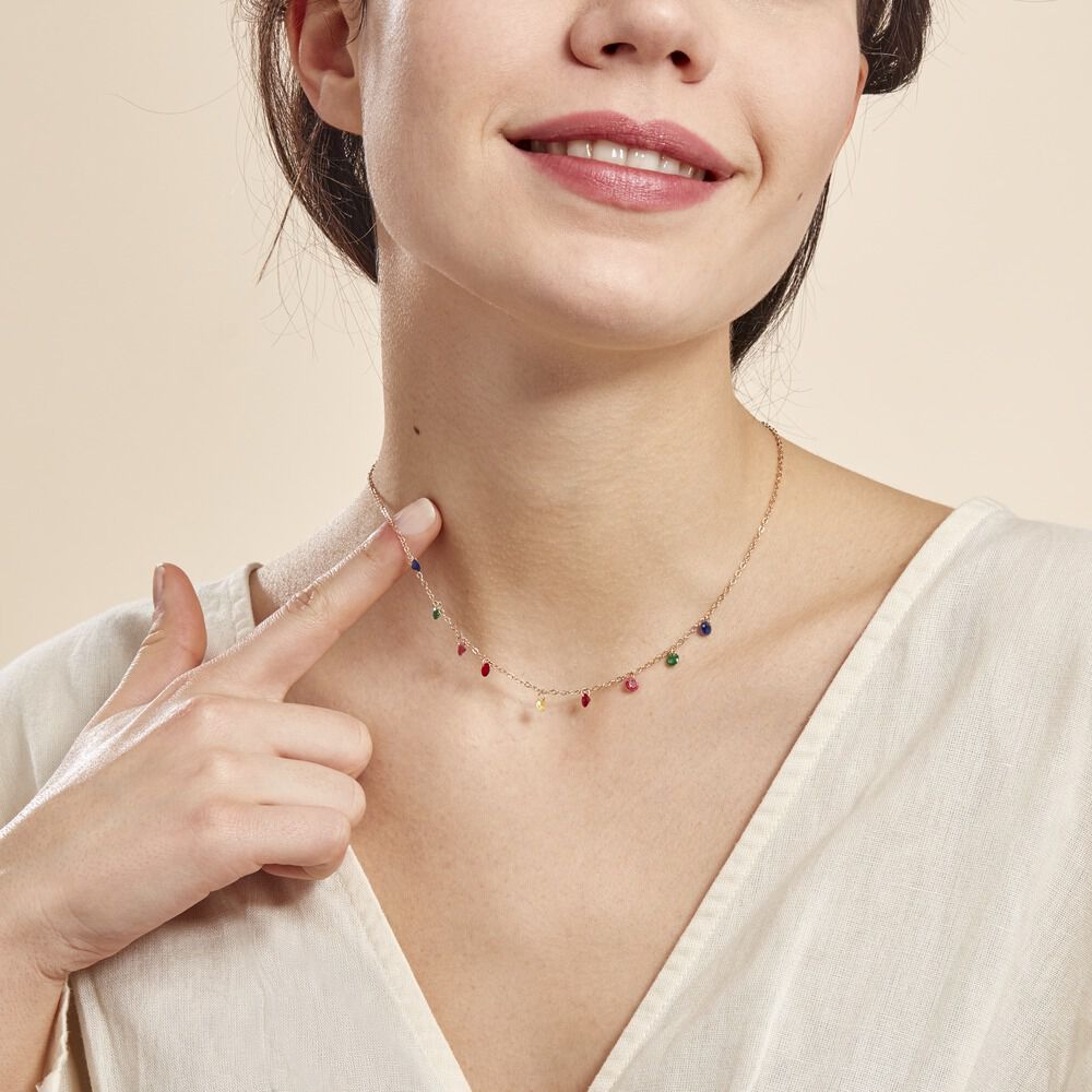 Collier Plaqué Or Myosothis Pierres Artificielles - Colliers avec pierres Femme | Marc Orian