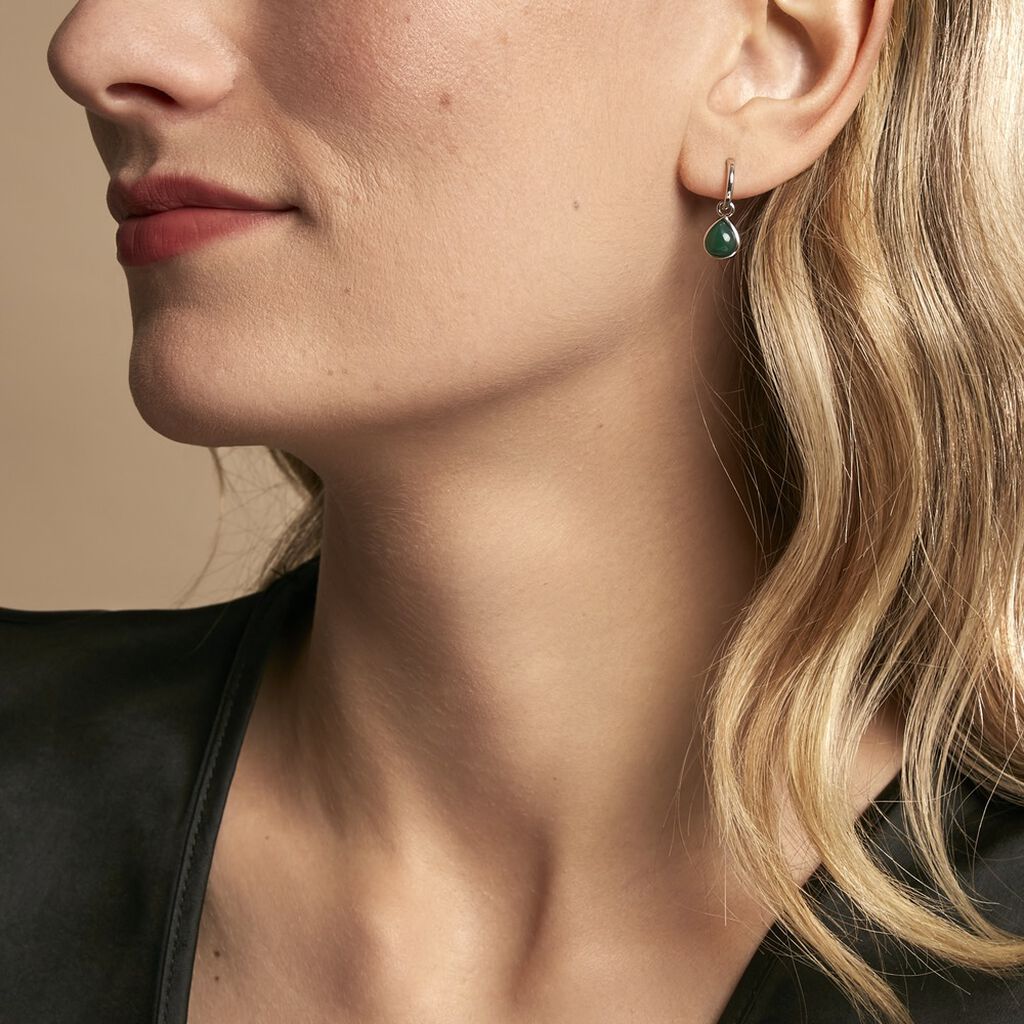 Créoles Tao Argent Blanc Onyx - Boucles d'oreilles Créoles Femme | Marc Orian
