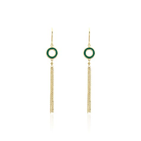 Boucles D'oreilles Pendantes L'incessante Or Jaune Malachite - Pendantes Femme | Marc Orian