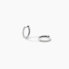 Créoles Aryanna Rondes Or Blanc Diamant - Boucles d'oreilles Créoles Femme | Marc Orian