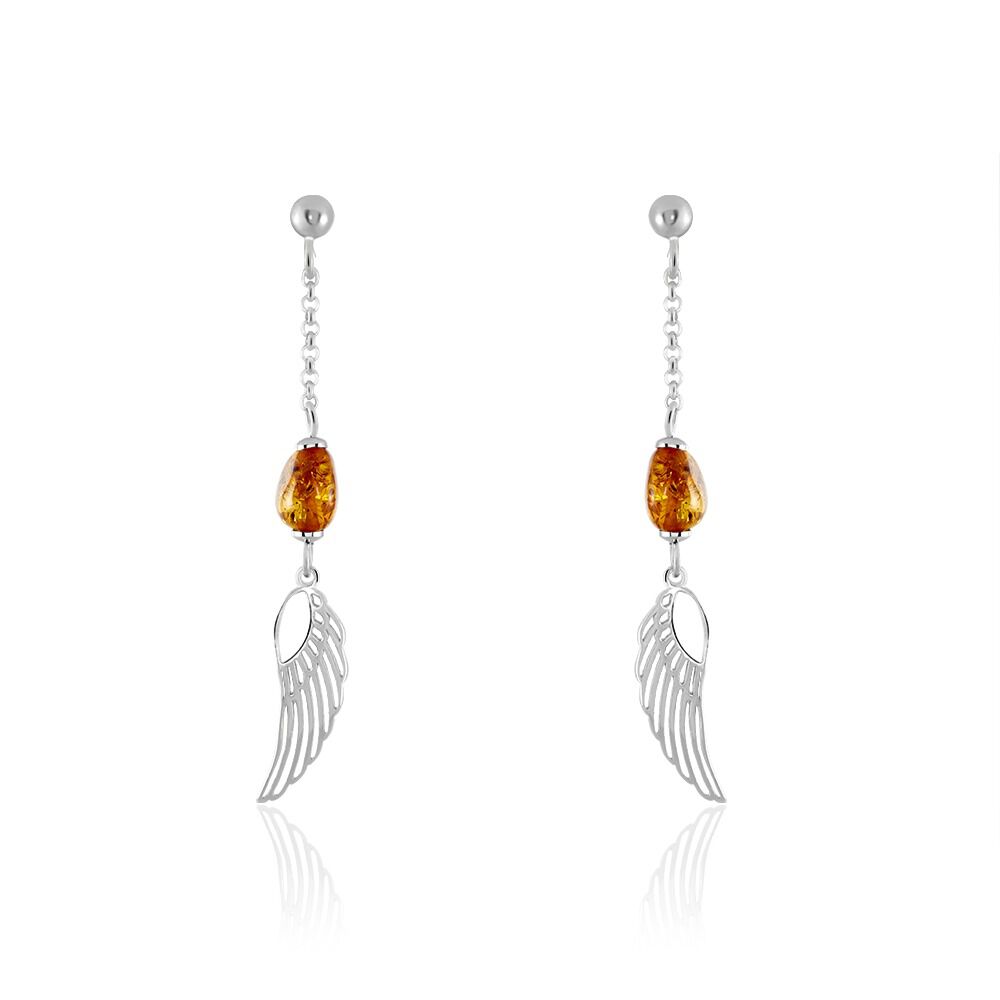 Boucles D'oreilles Argent Blanc Aglaee Ambre - Pendantes Femme | Marc Orian