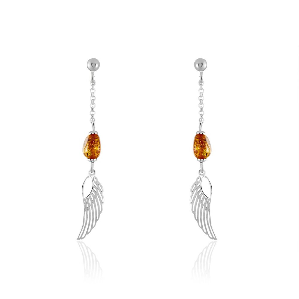 Boucles D'oreilles Argent Blanc Aglaee Ambre - Pendantes Femme | Marc Orian