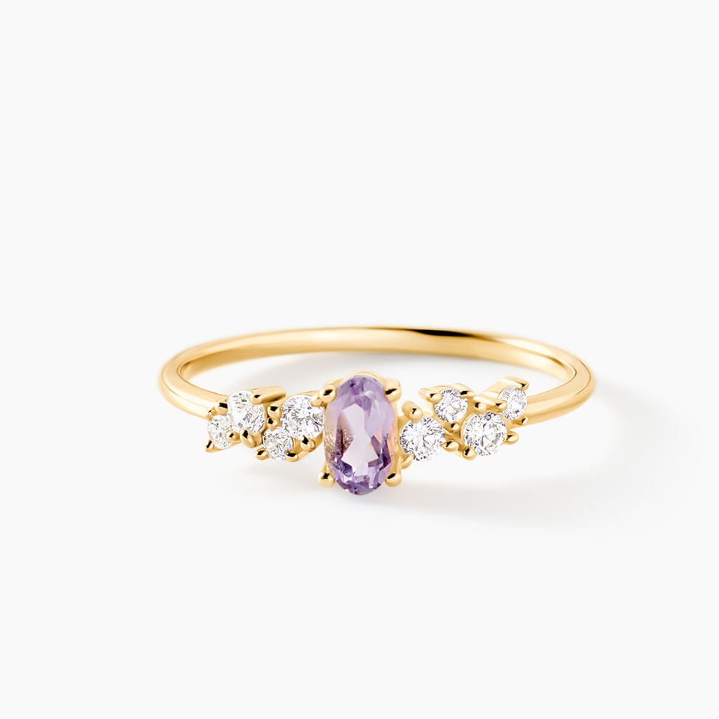 Bague Celeste Or Jaune Am&eacute;thyste Oxyde De Zirconium - Bagues pierres fines Femme | Marc Orian