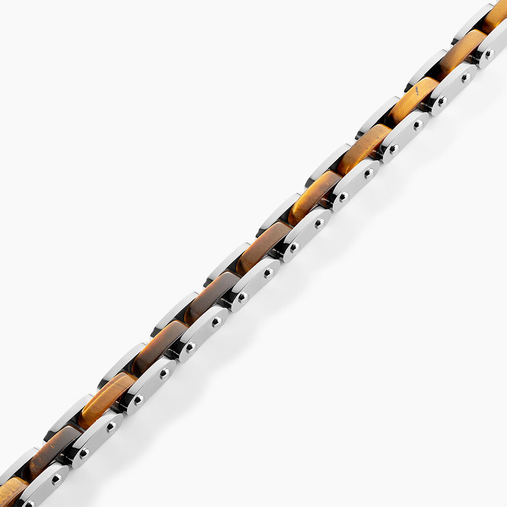 Bracelet M&eacute;tal Acier Blanc Oeil De Tigre - Bracelets cha&icirc;nes Homme | Marc Orian