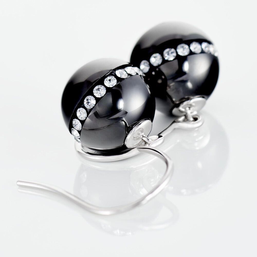 Boucles D'oreilles Pendantes Nina Cera Argent  Strass Et Céramique - Pendantes Femme | Marc Orian