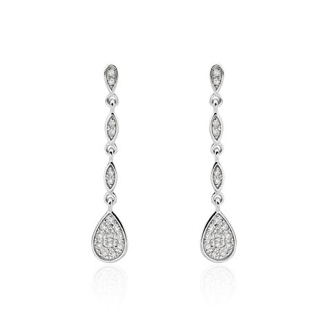 Boucles D'oreilles Pendantes Unice Or Blanc Diamant - Pendantes Femme | Marc Orian