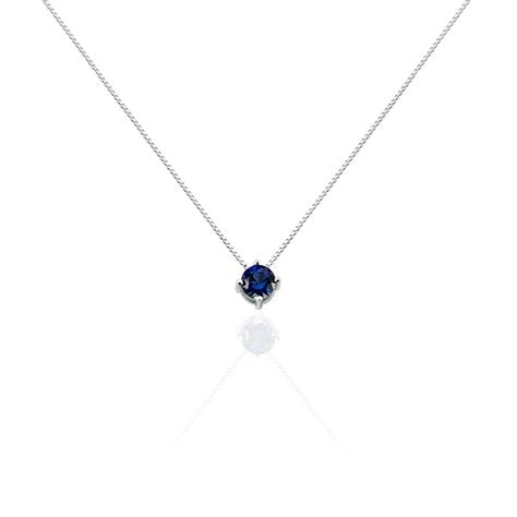 Collier Dwight Argent Blanc Oxyde De Zirconium Bleu - Colliers solitaires Femme | Marc Orian