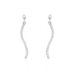 Boucles D'oreilles Pendantes Torsade Or Blanc Oxyde De Zirconium - Pendantes Femme | Marc Orian