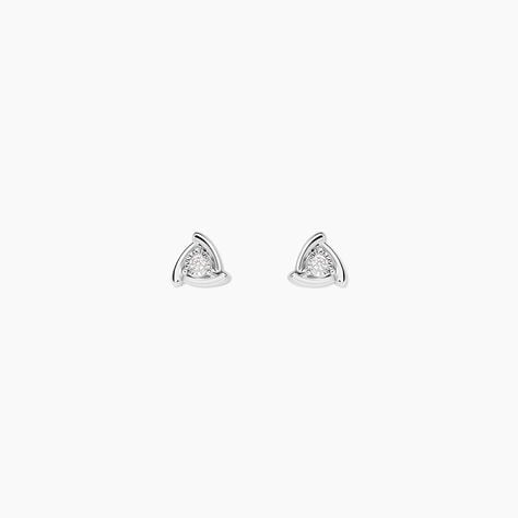 Boucles D'Oreilles Puces Sabia Argent Blanc Oxyde De Zirconium - Puces Femme | Marc Orian