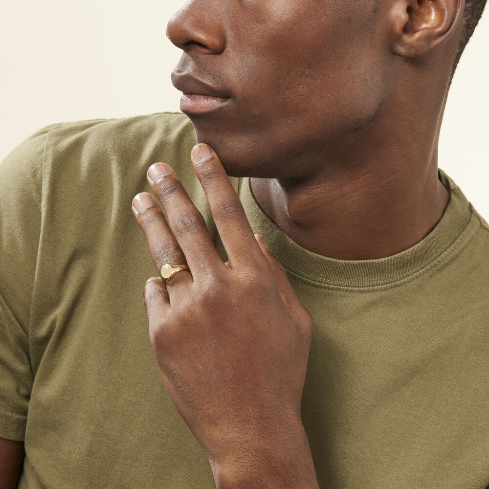 Chevalière Deimos Ovale Diamantee Soleil Or Jaune - Bijoux personnalisés Homme | Marc Orian