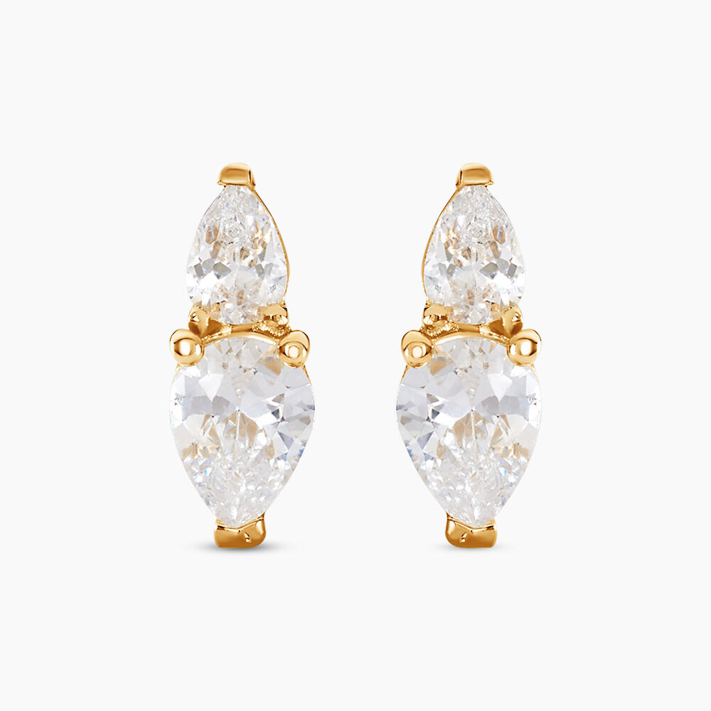 Boucles D'oreilles Puces Timeus Or Jaune Oxyde De Zirconium - Puces Femme | Marc Orian