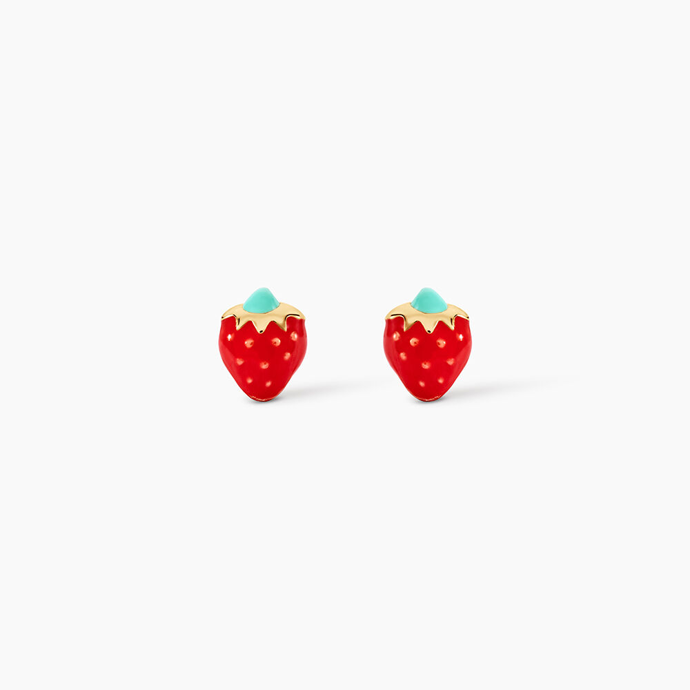 Boucles D'oreilles Puces Elizabetae Fraise Or Jaune - Puces Enfant | Marc Orian