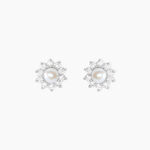 Boucles D'oreilles Puces Argent Blanc Cheri Perle De Culture Oxydes - Puces Femme | Marc Orian