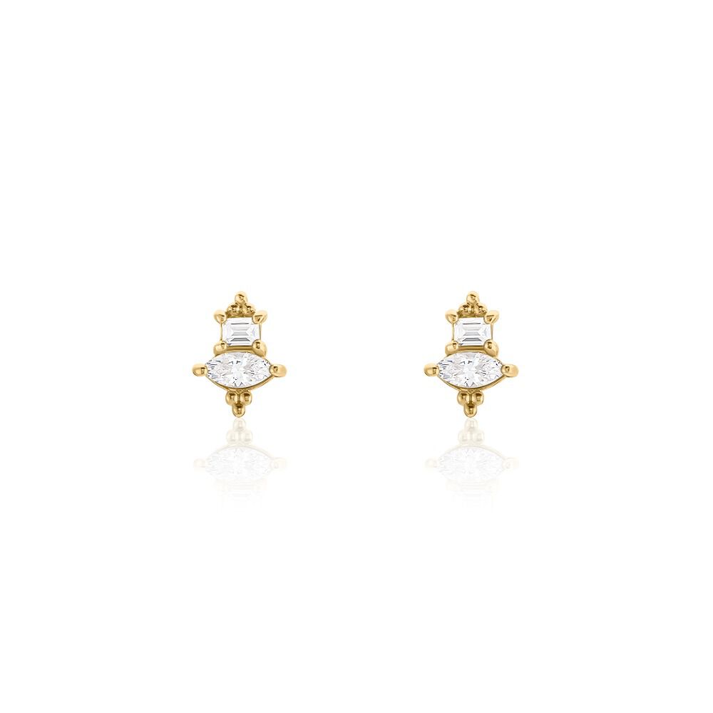 Boucles D'oreilles Puces éclat Perlé Plaqué Or Oxyde De Zirconium - Puces Femme | Marc Orian
