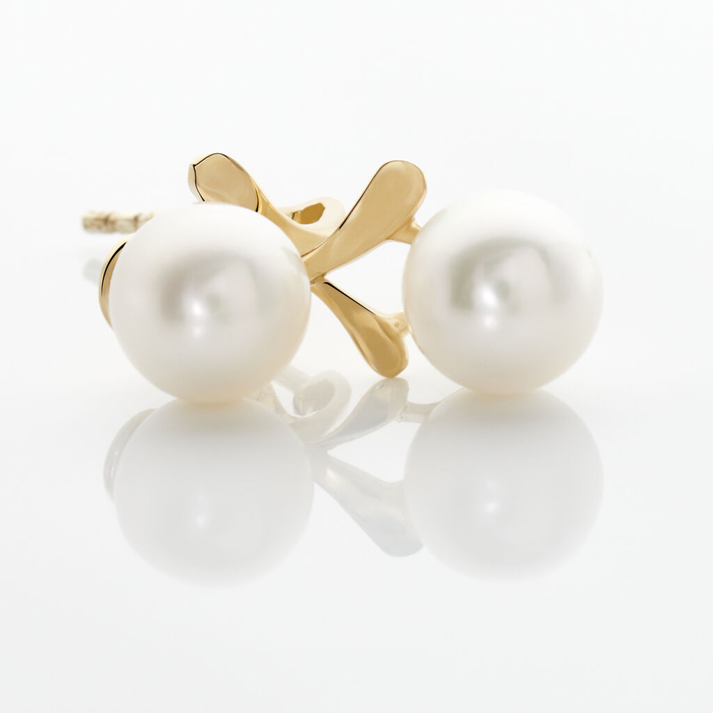 Boucles D'oreilles Pendantes Campanule Or Jaune Perle De Culture - Boucles d'oreilles Pendantes Femme | Marc Orian