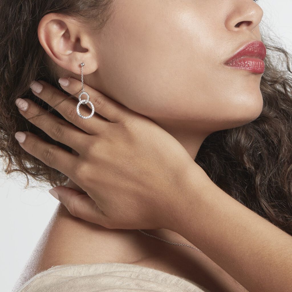 Boucles D'oreilles Pendantes Dita Argent Blanc Oxyde De Zirconium - Boucles d'oreilles Pendantes Femme | Marc Orian