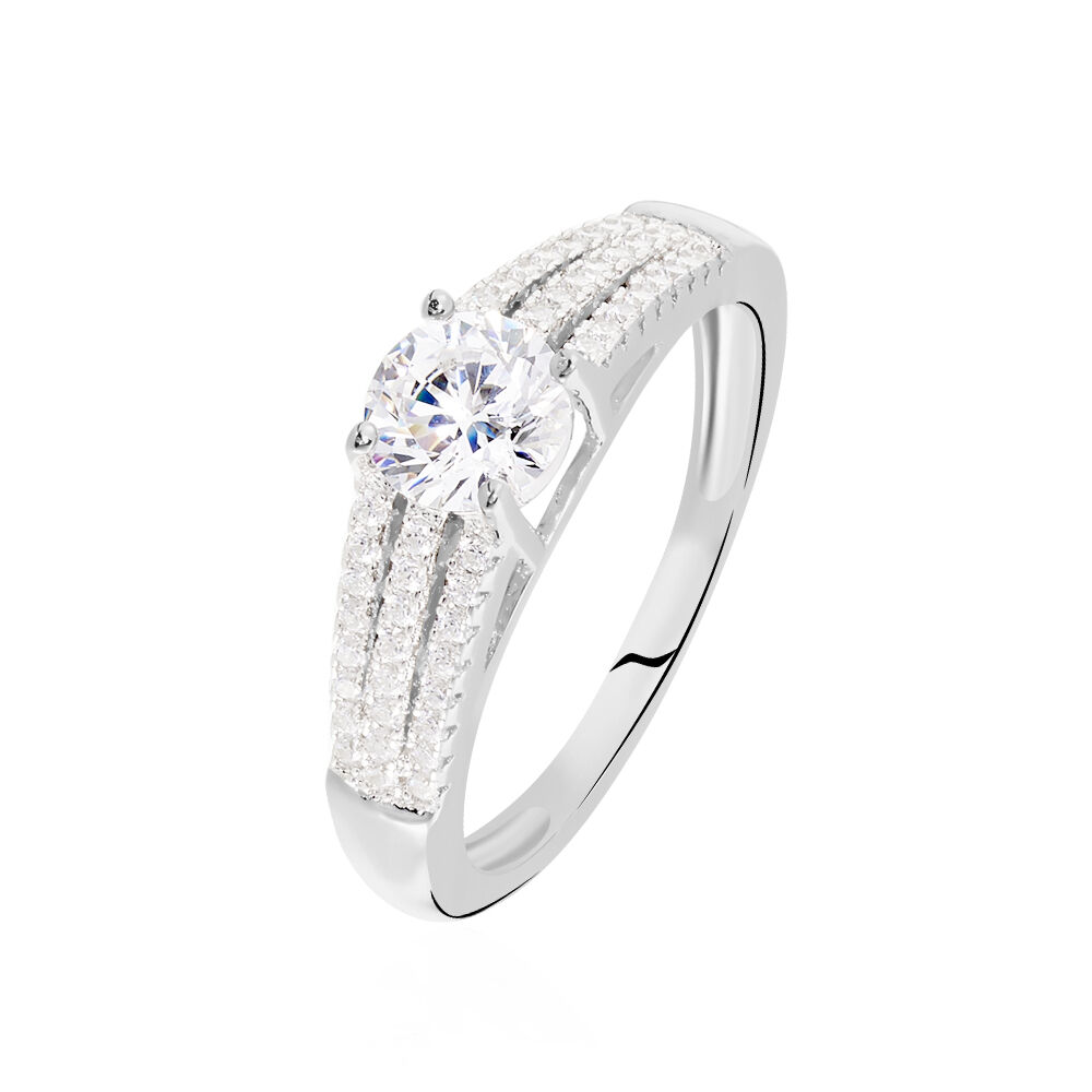 Bague Solitaire Maelline Argent Blanc Oxyde De Zirconium - Bijoux fantaisie Femme | Marc Orian